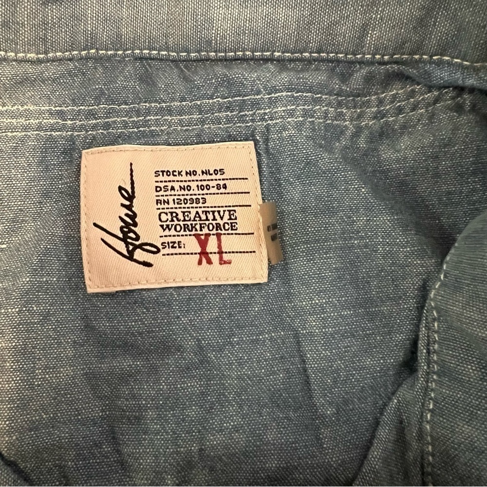 Howe Denim Chambray Western Work Button Down Shir… - image 6